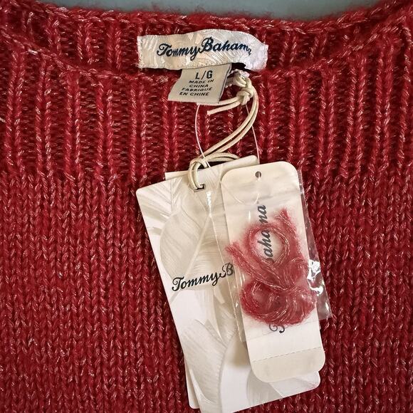 NWT Tommy Bahama Shimmer Balloon Sleeve Tango Red Wool Blend Sweater - Picture 6 of 7